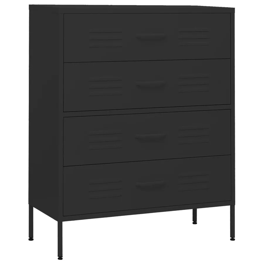 Commode Noir 80x35x101,5 cm Acier - 2