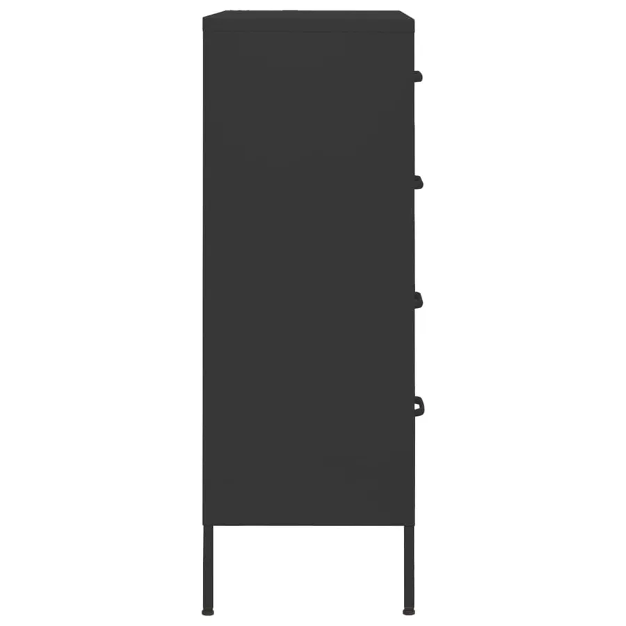 Commode Noir 80x35x101,5 cm Acier - 4