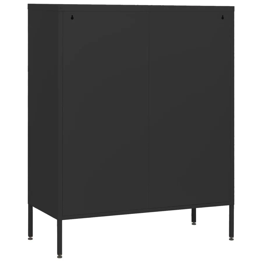 Commode Noir 80x35x101,5 cm Acier - 5