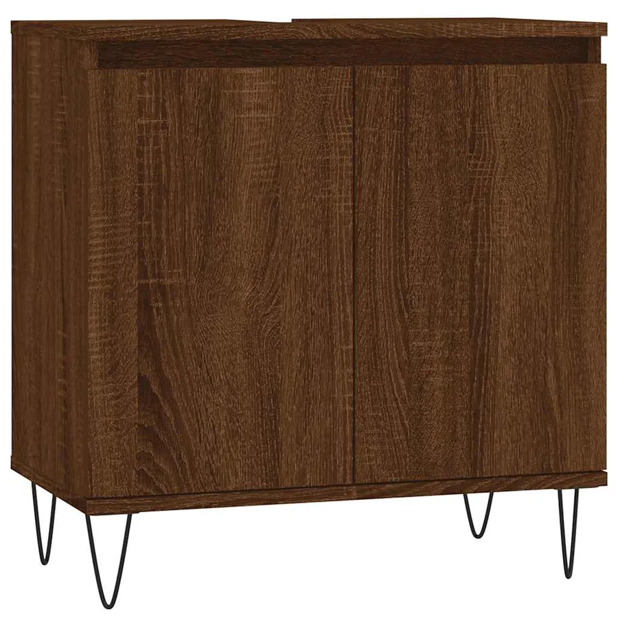 Armoire de bain chêne marron 58x33x60 cm bois d'ingénierie - 2