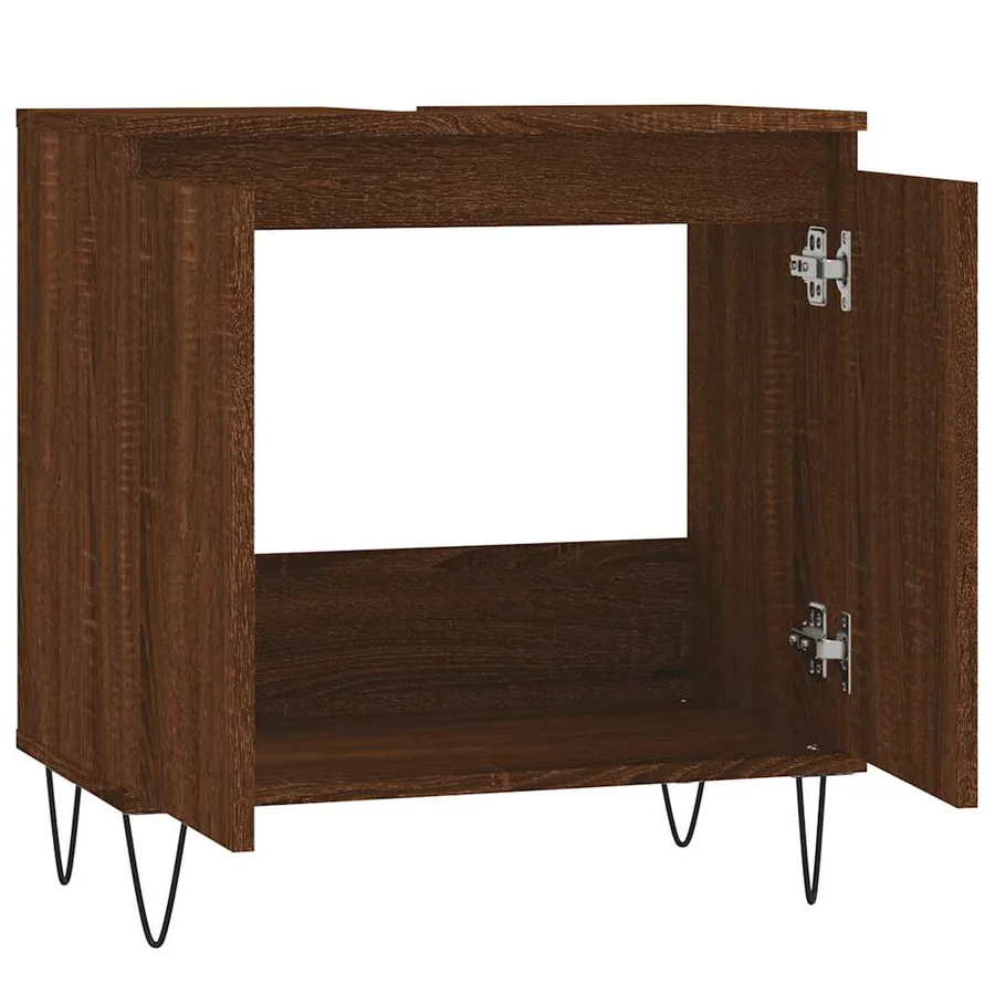 Armoire de bain chêne marron 58x33x60 cm bois d'ingénierie - 5