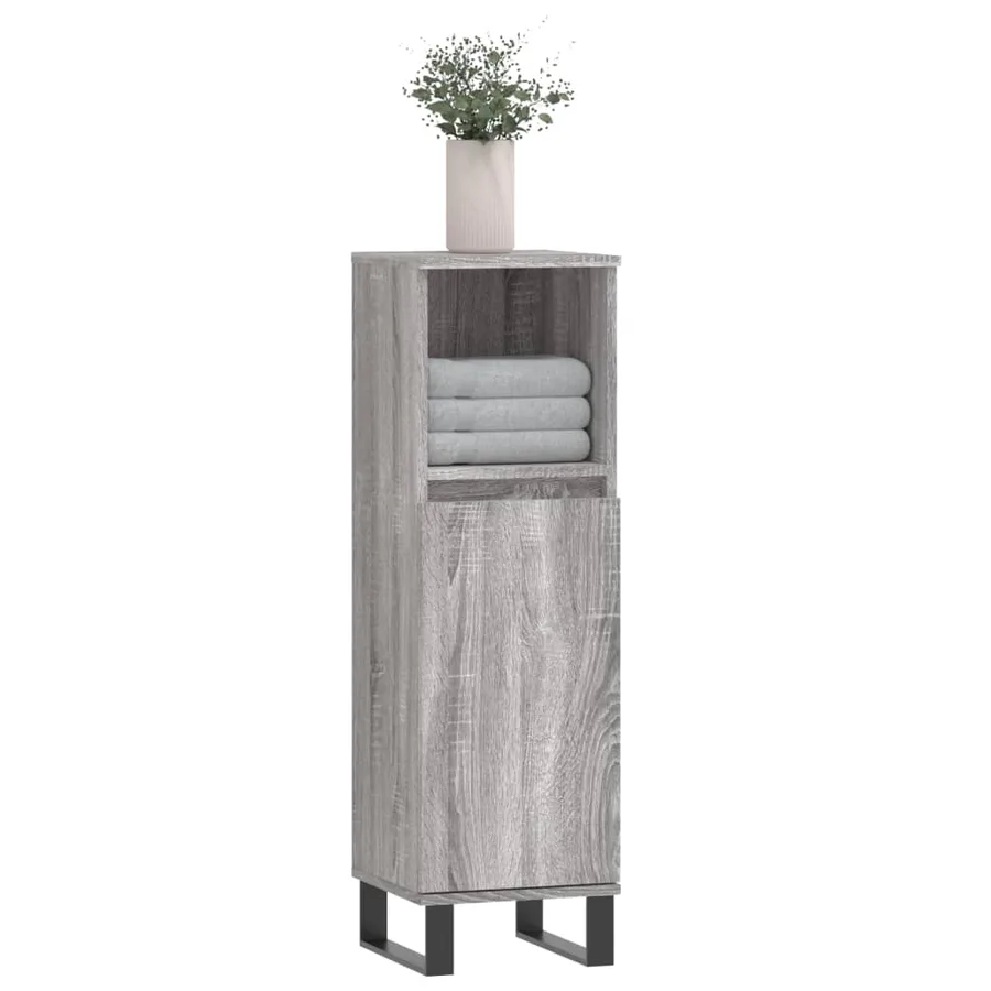 Armoire salle de bain sonoma gris 30x30x100 cm - 3