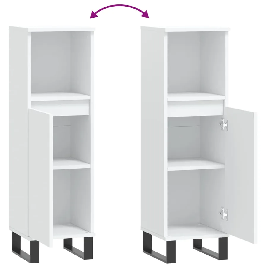 Armoire de salle de bain blanc 30x30x100 cm bois d'ingénierie - 9