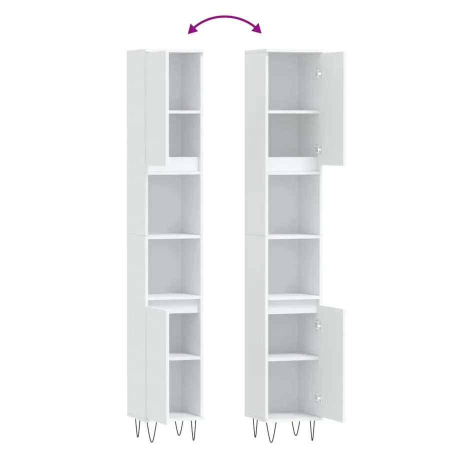 Armoire de salle de bain blanc 30x30x190 cm bois d'ingénierie - 9