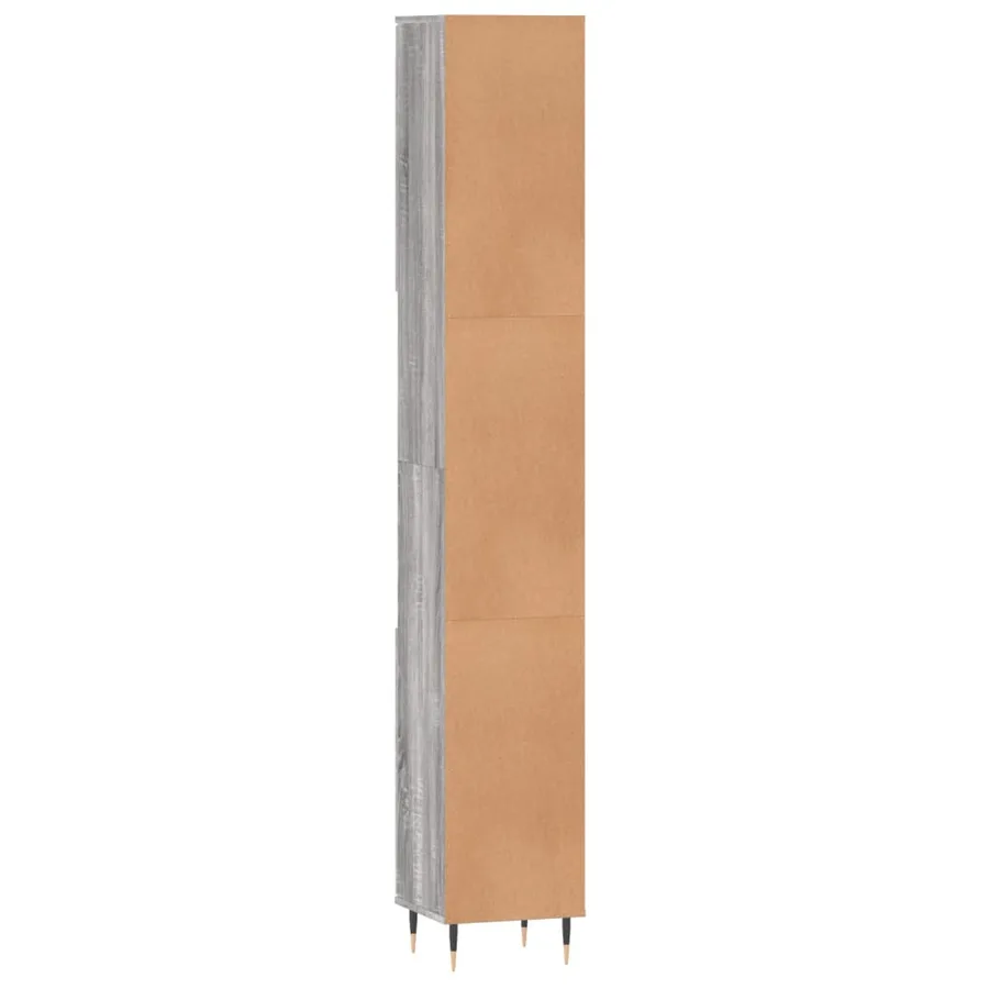 Armoire de bain sonoma gris 30x30x190 cm bois d'ingénierie - 8