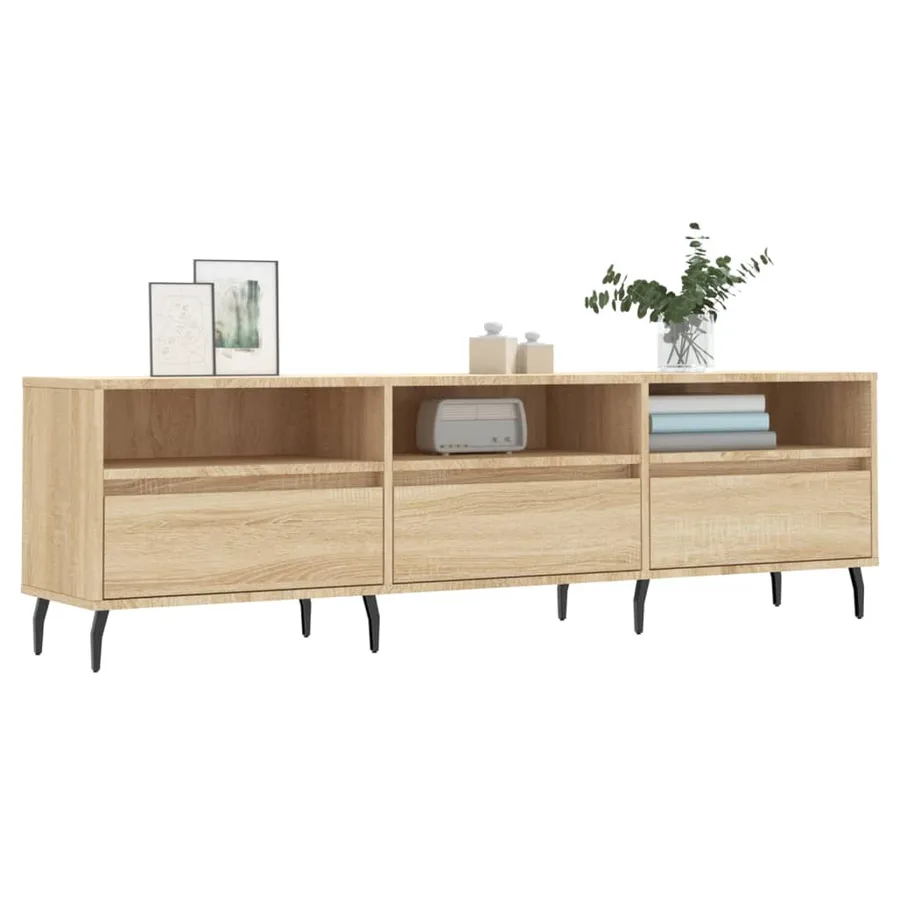 Meuble TV chêne sonoma 150x30x44,5 cm bois d'ingénierie - 3