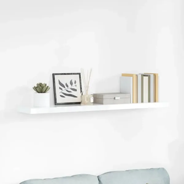 Étagère murale flottante Blanc brillant 120x23,5x3,8 cm MDF
