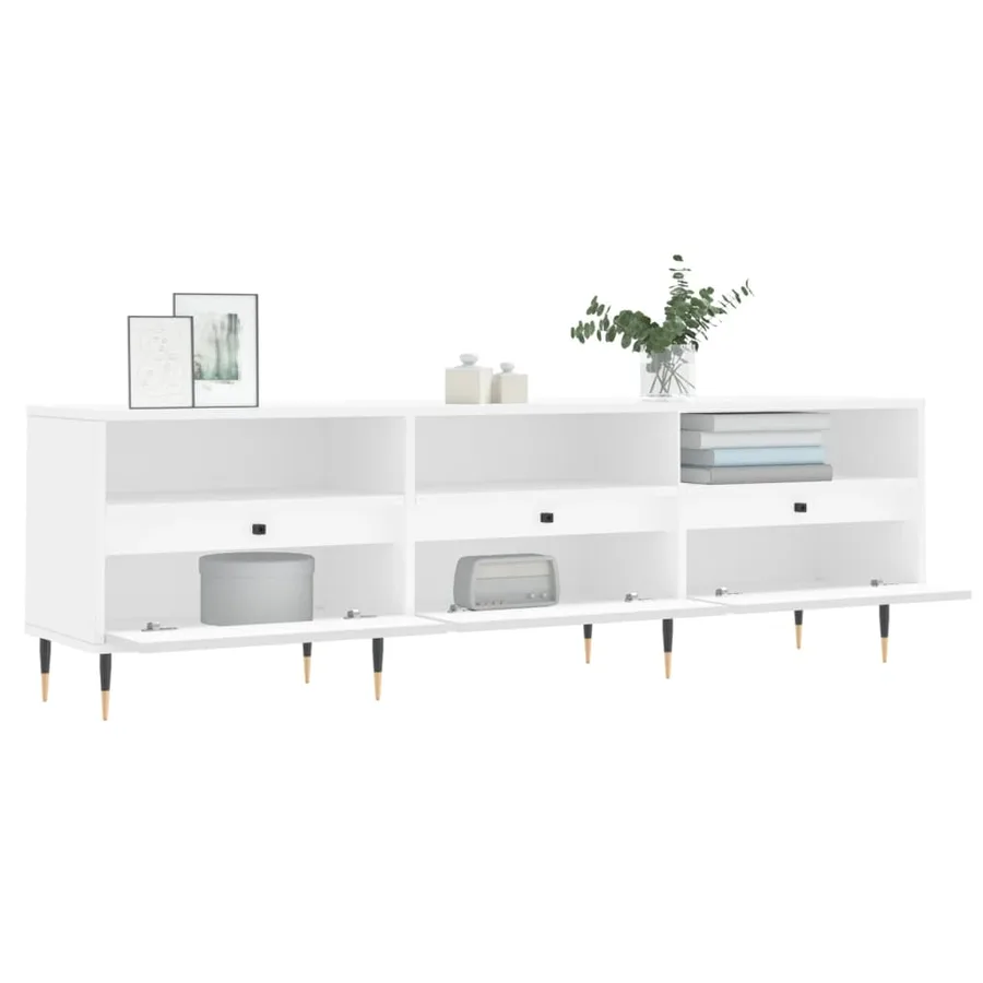 Meuble TV blanc 150x30x44,5 cm bois d'ingénierie - 4