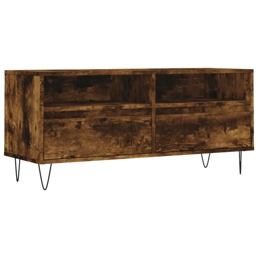 Meuble TV chêne fumé 100x34,5x44,5 cm bois d'ingénierie - 2