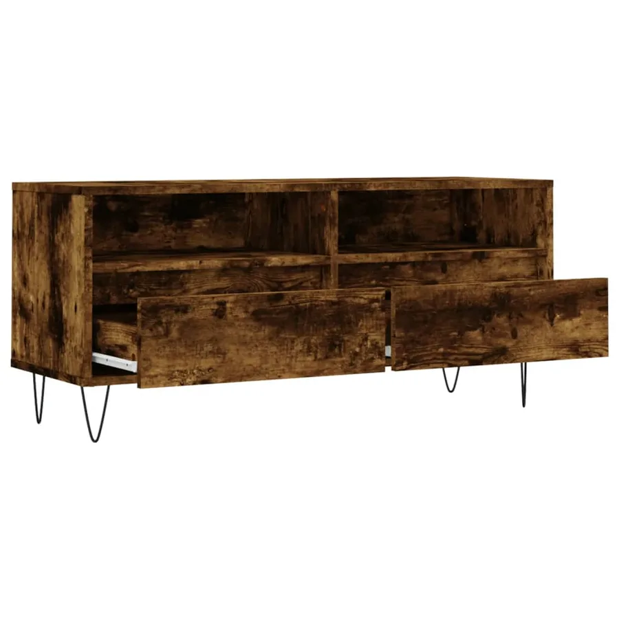 Meuble TV chêne fumé 100x34,5x44,5 cm bois d'ingénierie - 6
