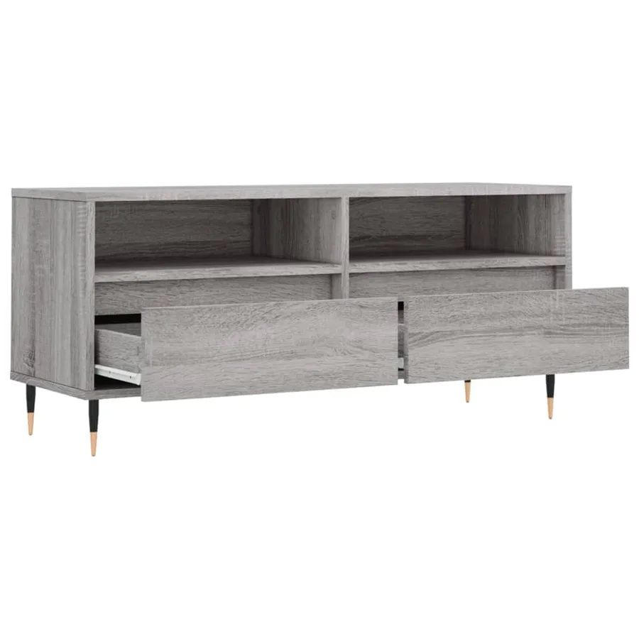 Meuble TV sonoma gris 100x34,5x44,5 cm bois d'ingénierie - 6