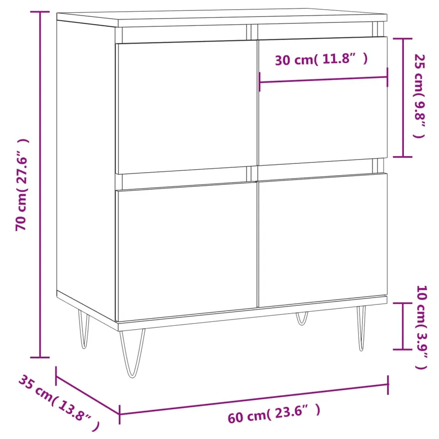 Buffet Chêne sonoma 60x35x70 cm Bois d'ingénierie - 11