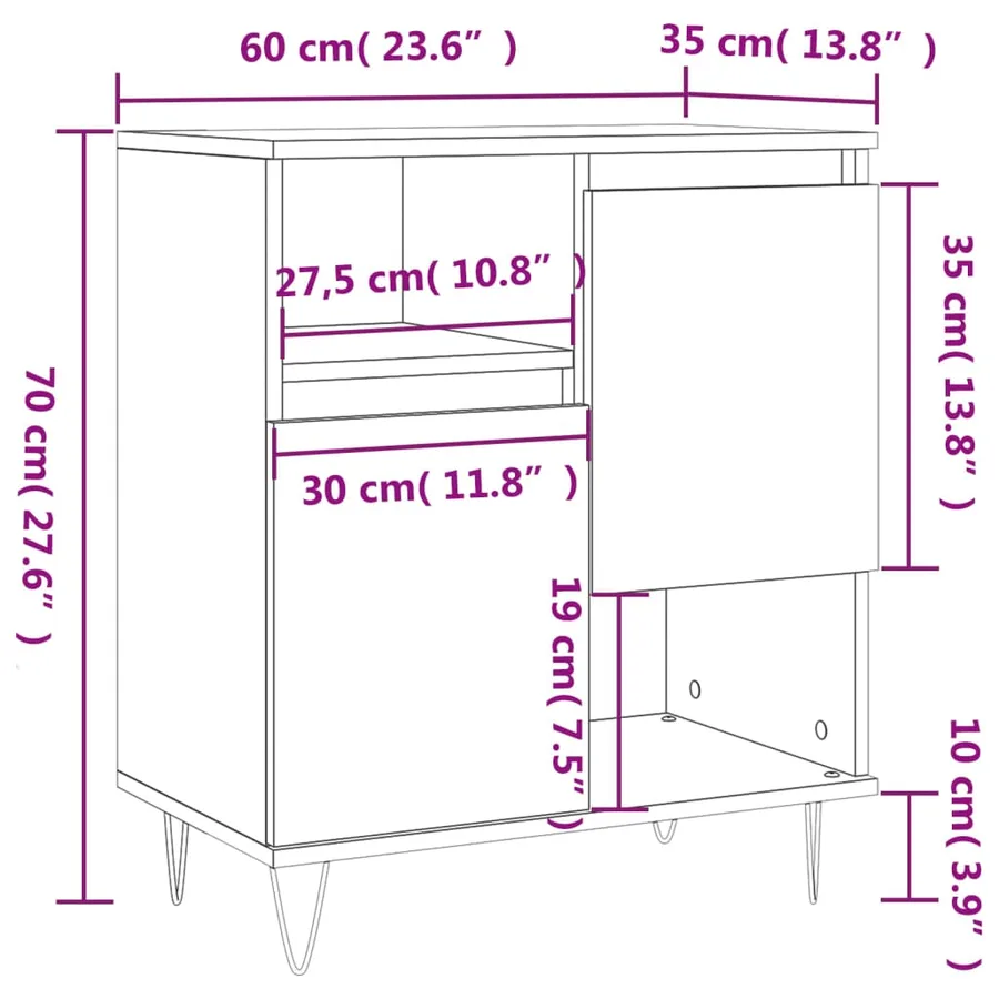 Buffet Chêne fumé 60x35x70 cm Bois d'ingénierie - 12