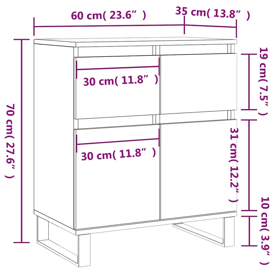 Buffet Sonoma gris 60x35x70 cm Bois d'ingénierie - 11
