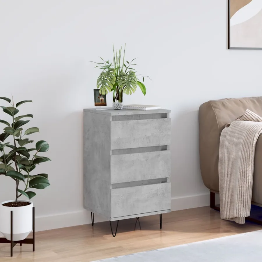 Buffet gris béton 40x35x70 cm bois d'ingénierie