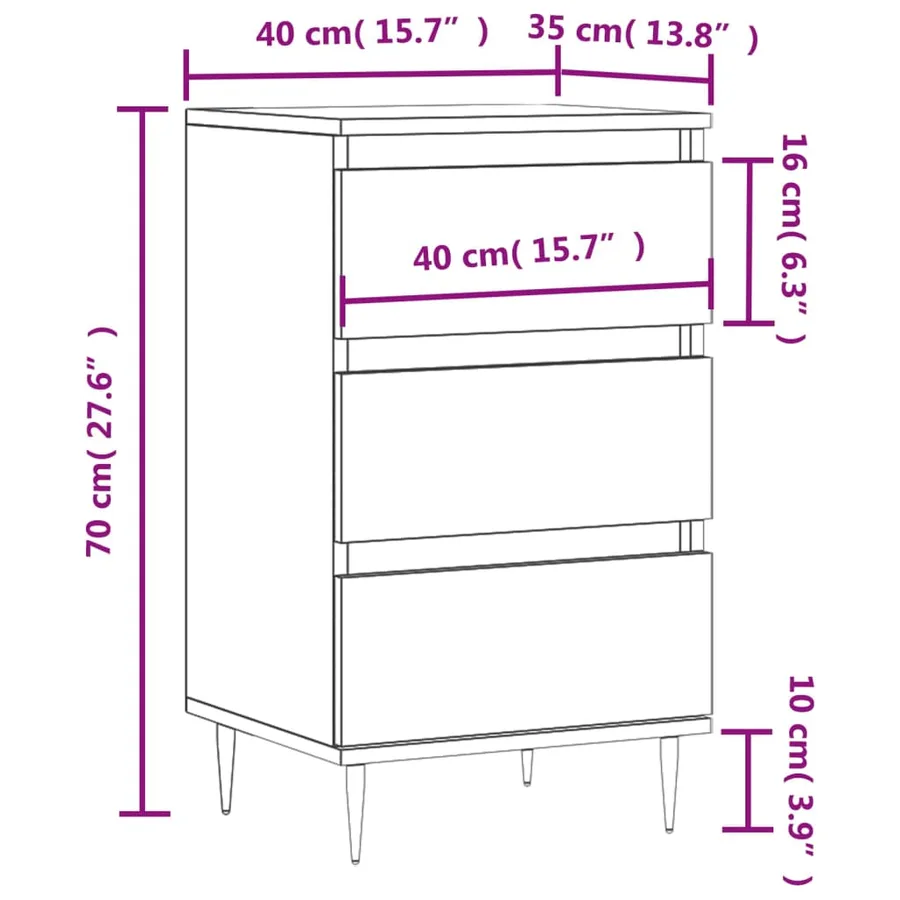 Buffet chêne fumé 40x35x70 cm bois d'ingénierie - 11