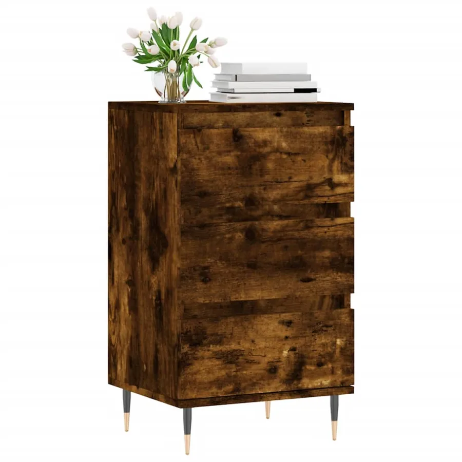 Buffet chêne fumé 40x35x70 cm bois d'ingénierie - 3