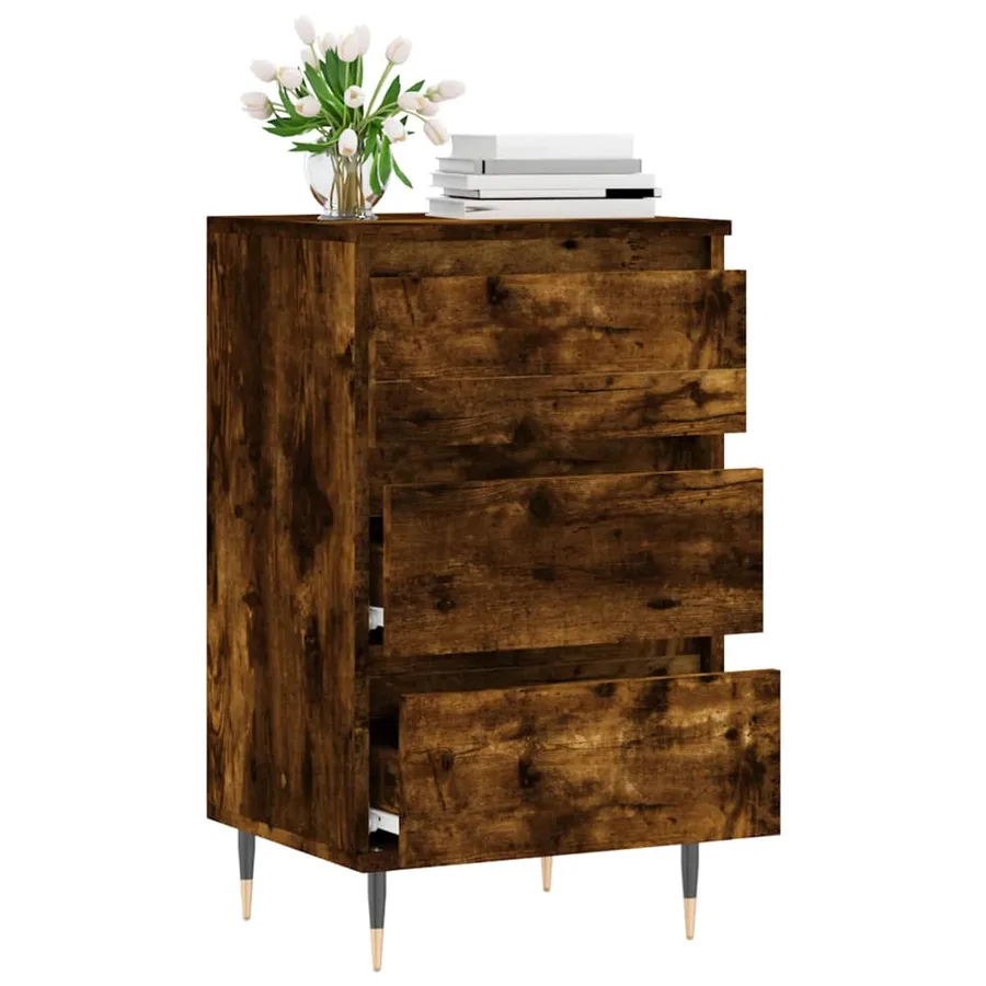 Buffet chêne fumé 40x35x70 cm bois d'ingénierie - 4