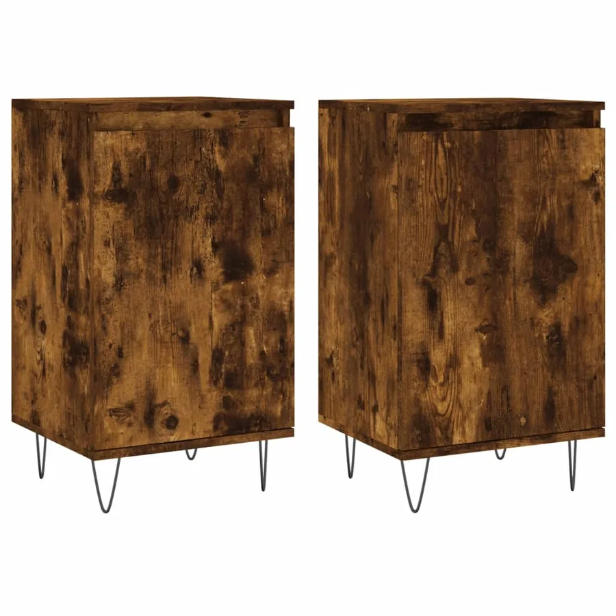 Buffets 2 pcs chêne fumé 40x35x70 cm bois d'ingénierie - 2