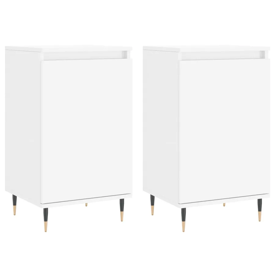 Buffets 2 pcs blanc 40x35x70 cm bois d’ingénierie - 2