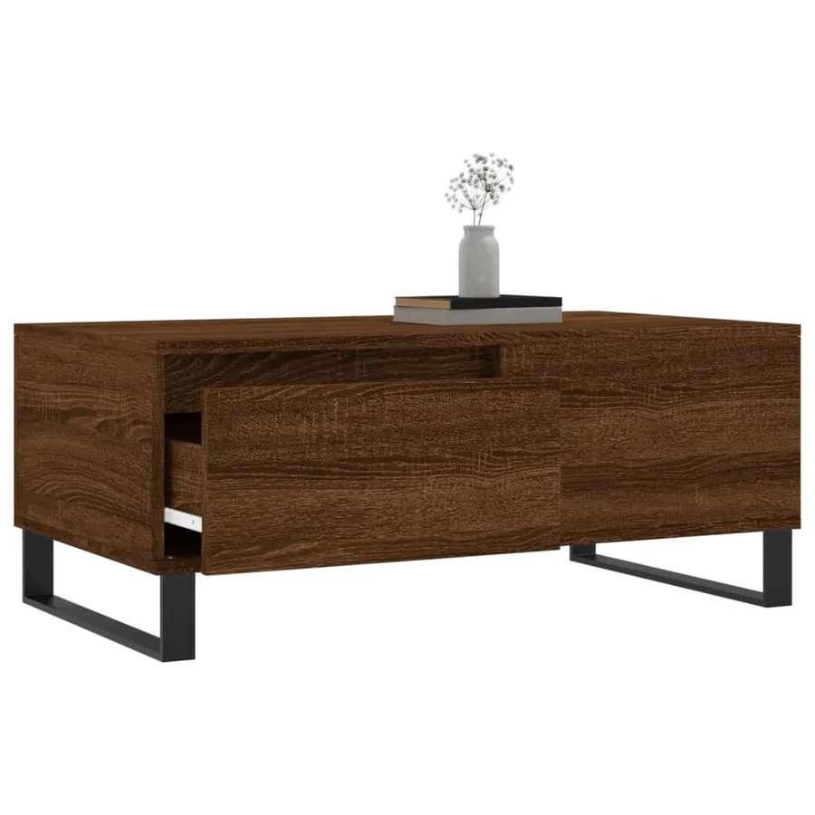 Table basse Chêne marron 90x50x36,5 cm Bois d'ingénierie - 3