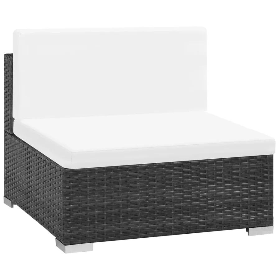 Salon de jardin 7 pcs avec coussins Résine tressée Noir - 3