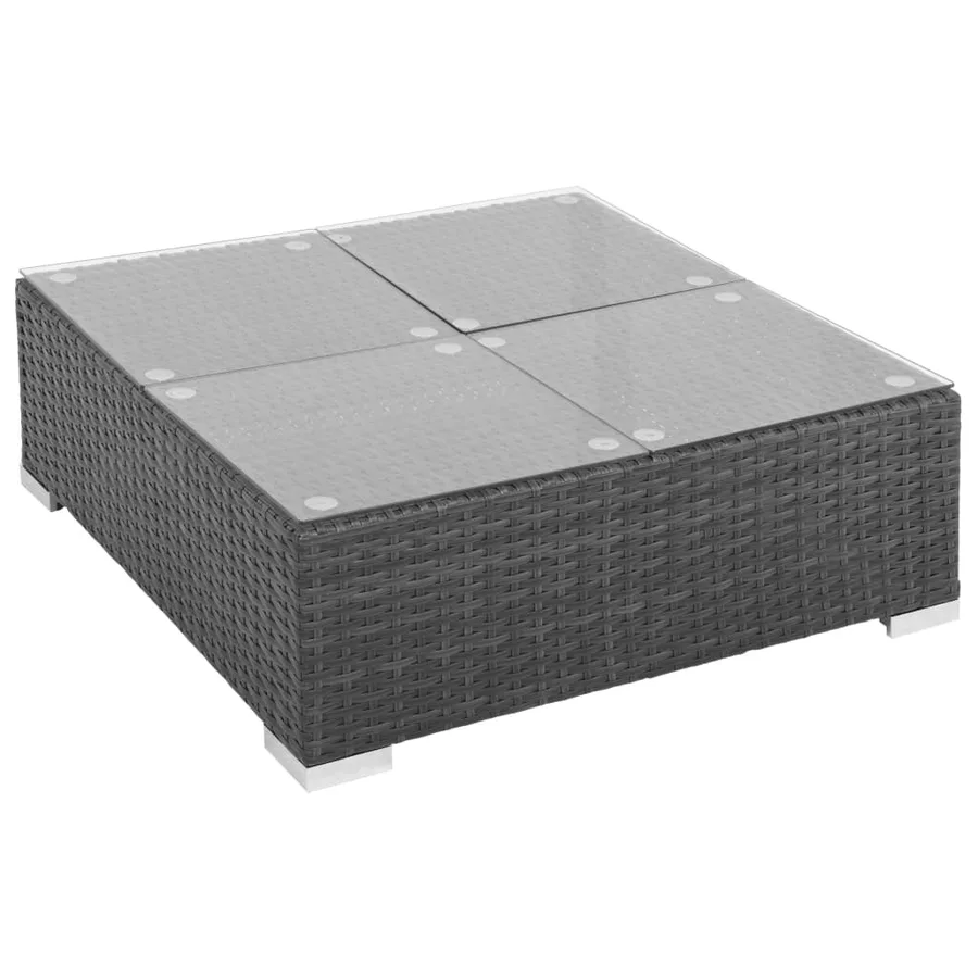 Salon de jardin 7 pcs avec coussins Résine tressée Noir - 5