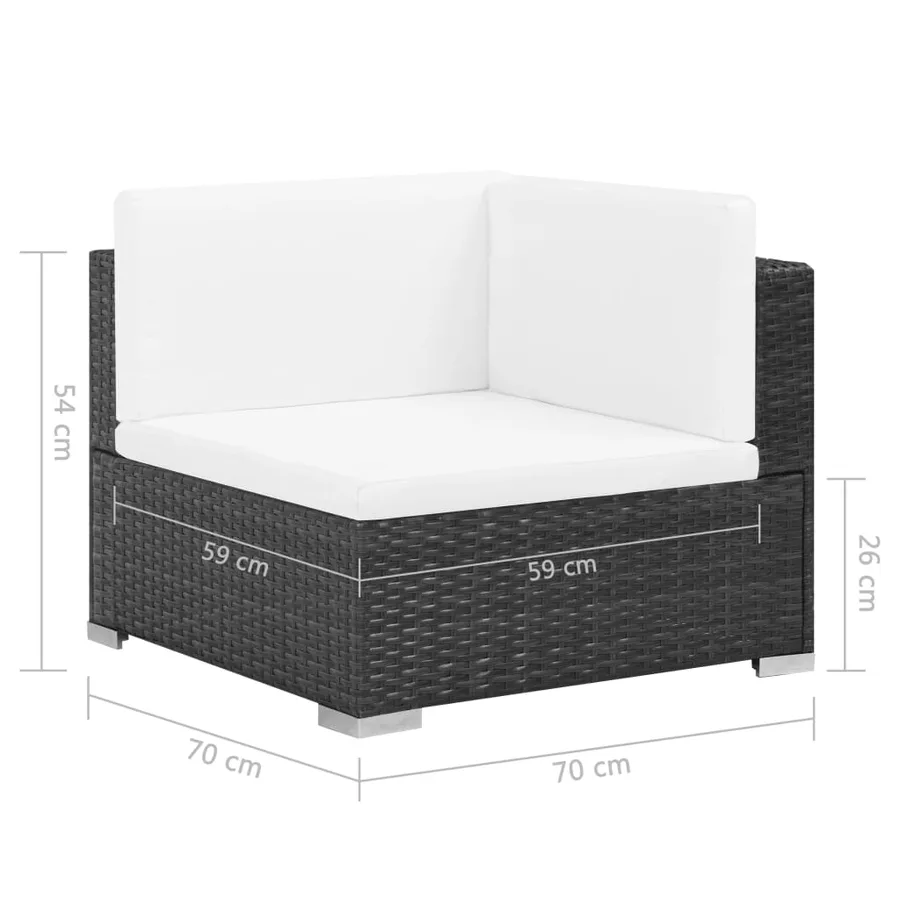 Salon de jardin 7 pcs avec coussins Résine tressée Noir - 6