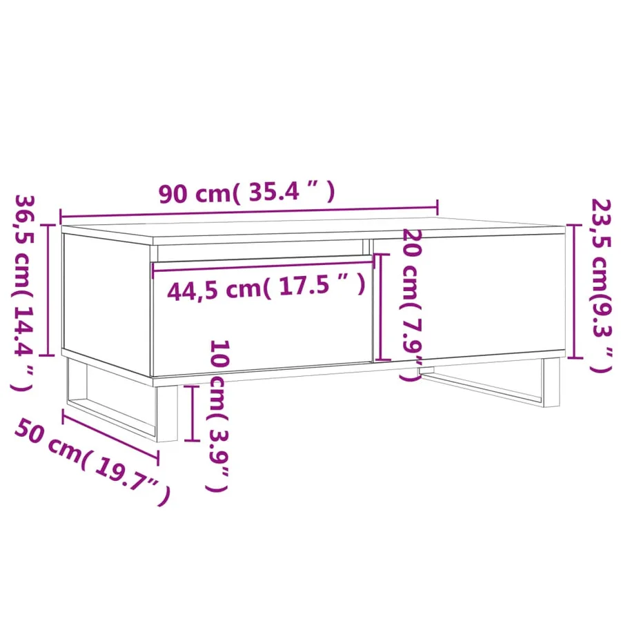 Table basse Blanc 90x50x36,5 cm Bois d'ingénierie - 11