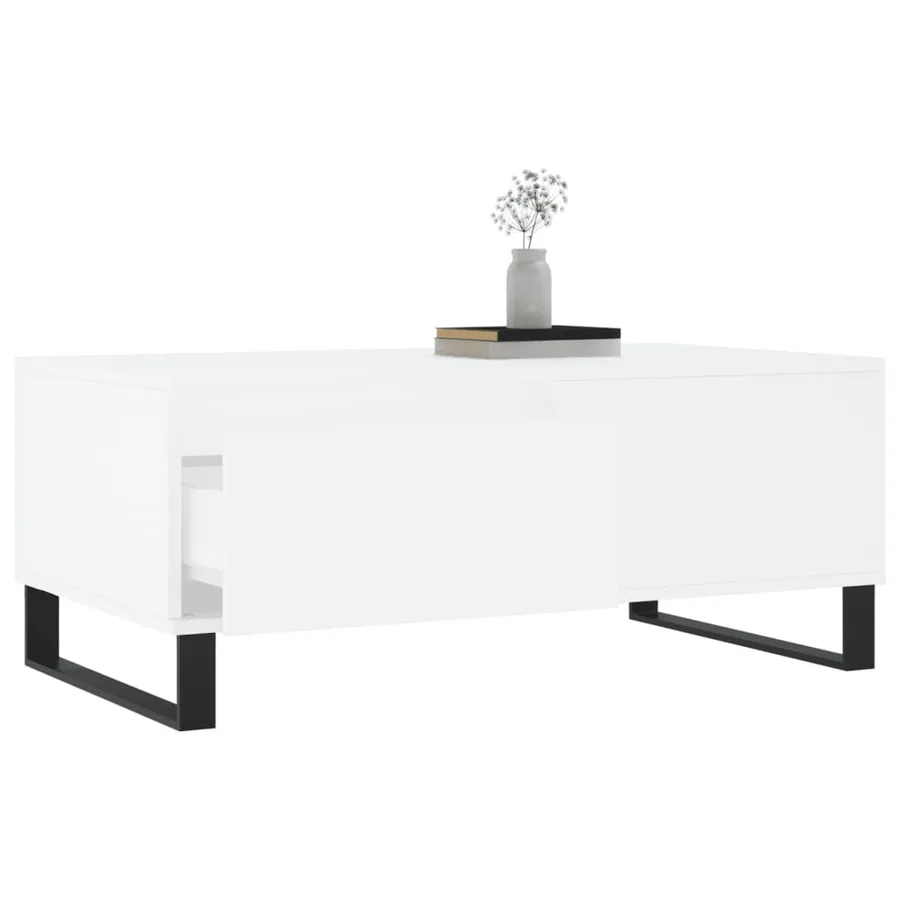 Table basse Blanc 90x50x36,5 cm Bois d'ingénierie - 3