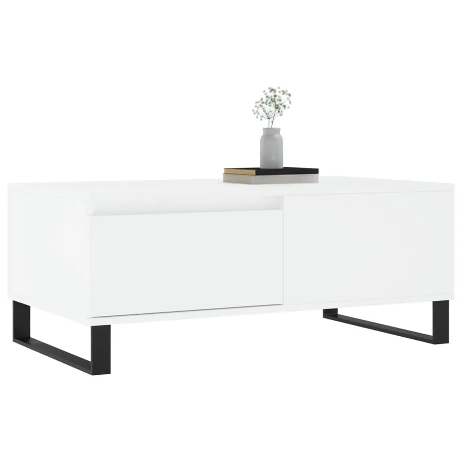 Table basse Blanc 90x50x36,5 cm Bois d'ingénierie - 4