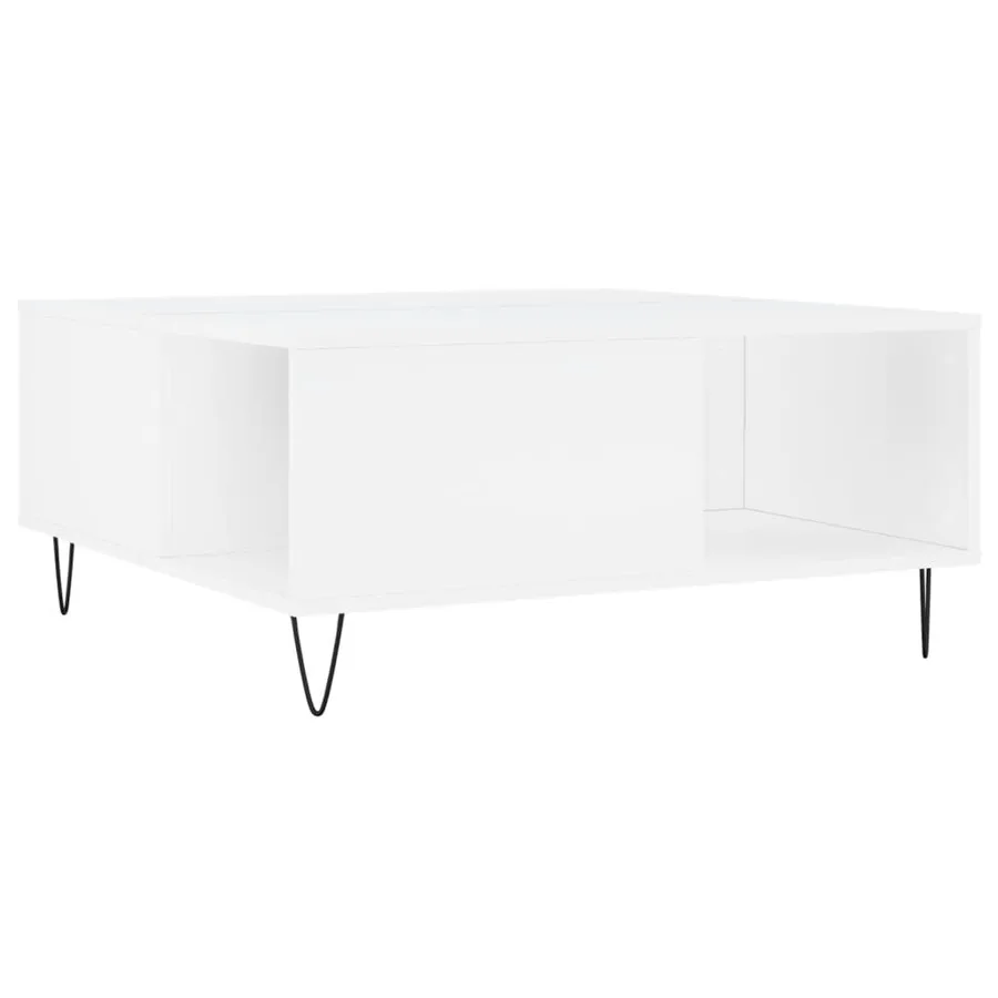 Table basse blanc 80x80x36,5 cm bois d'ingénierie - 2