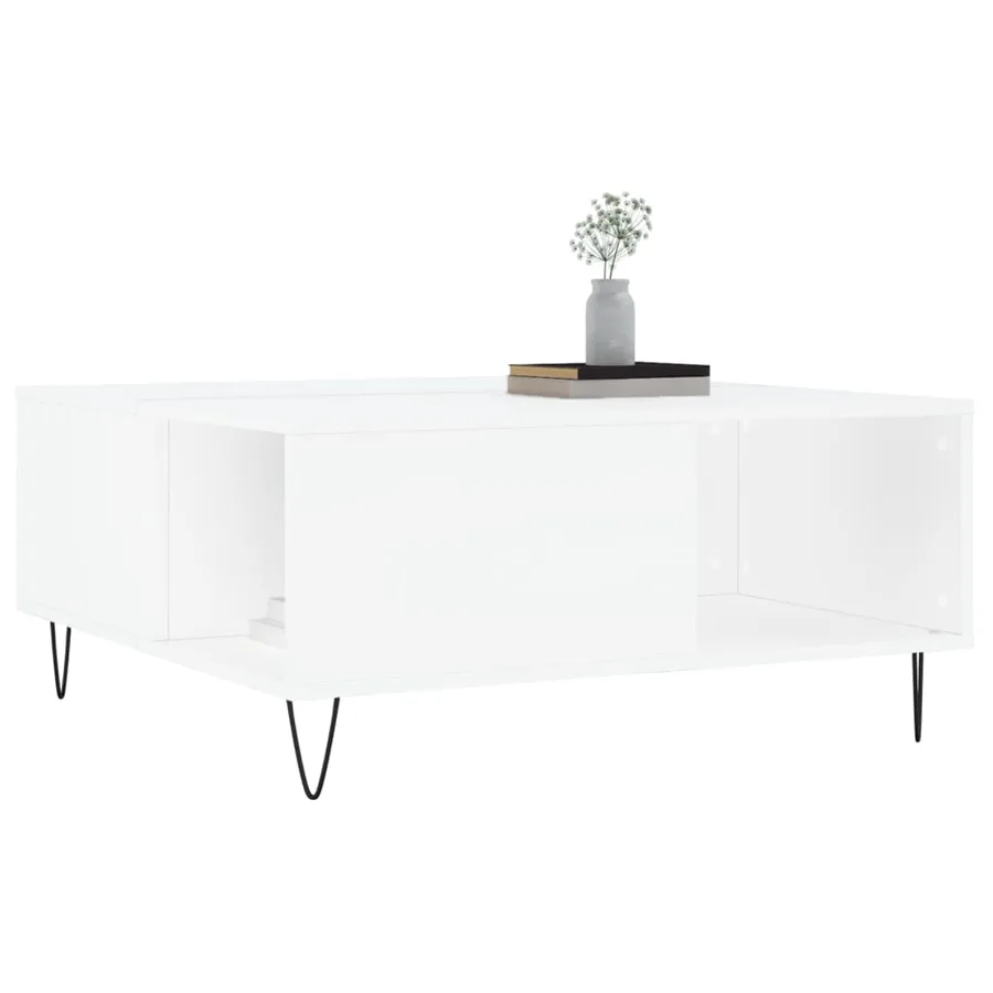 Table basse blanc 80x80x36,5 cm bois d'ingénierie - 3