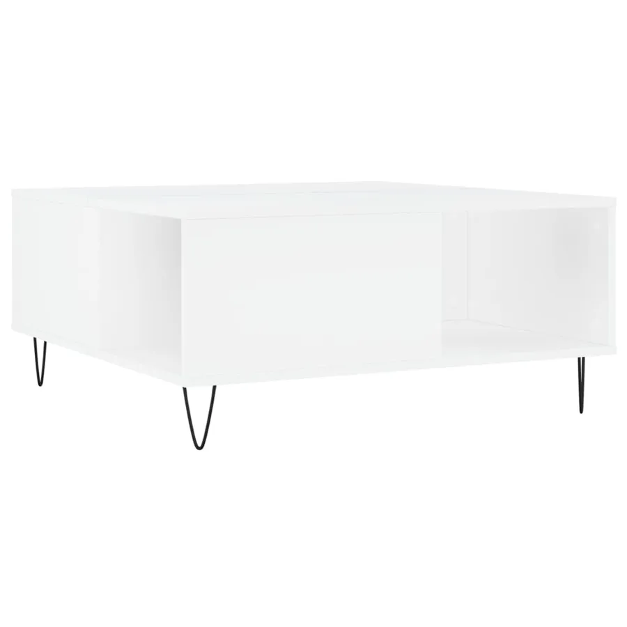 Table basse blanc 80x80x36,5 cm bois d'ingénierie - 6