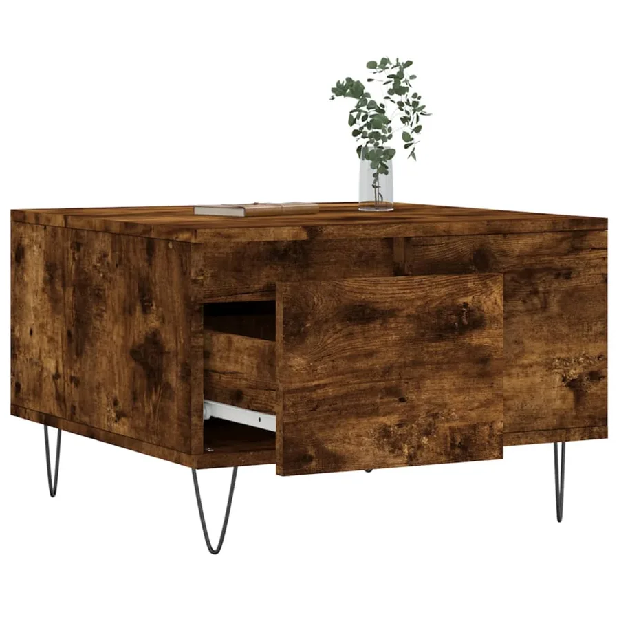 Table basse chêne fumé 55x55x36,5 cm bois d'ingénierie - 4