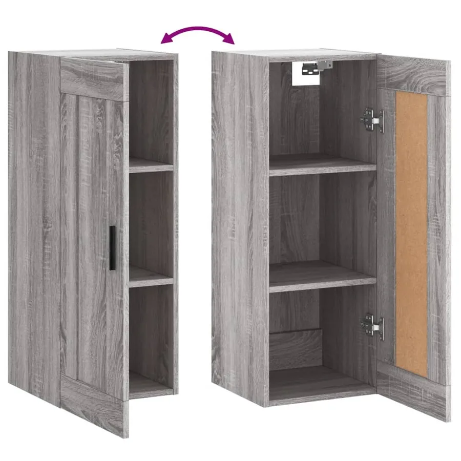 Armoire murale sonoma gris 34,5x34x90 cm bois d'ingénierie - 10