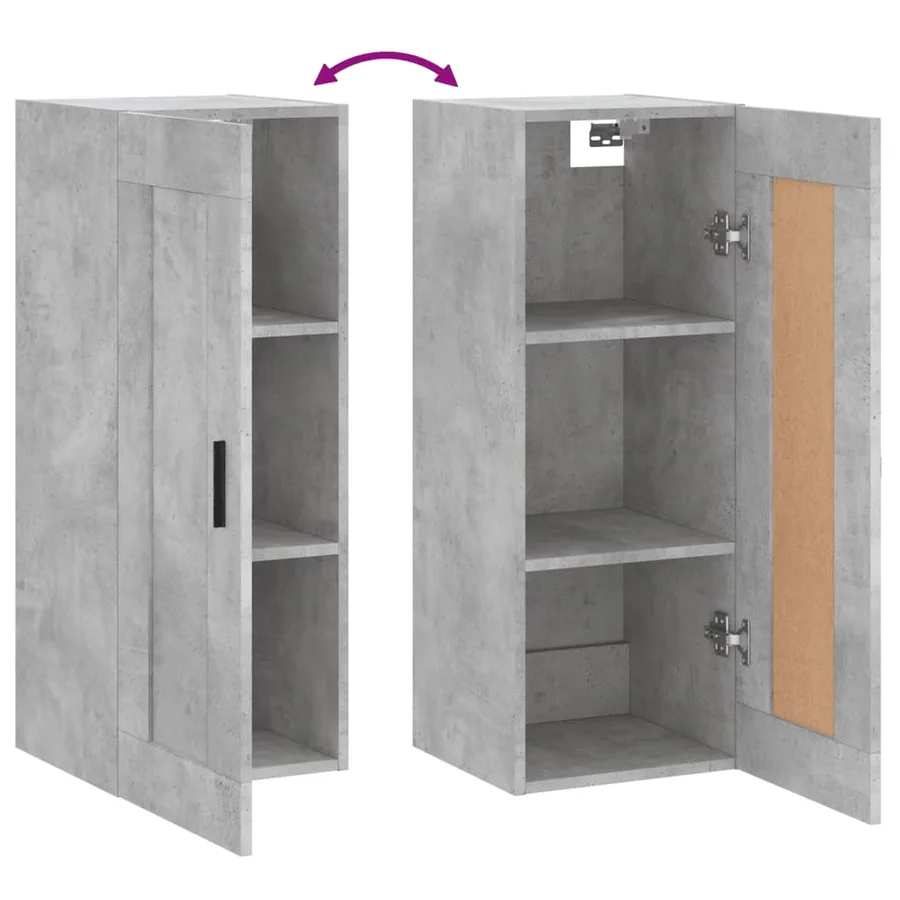 Armoire murale gris béton 34,5x34x90 cm bois d'ingénierie - 10