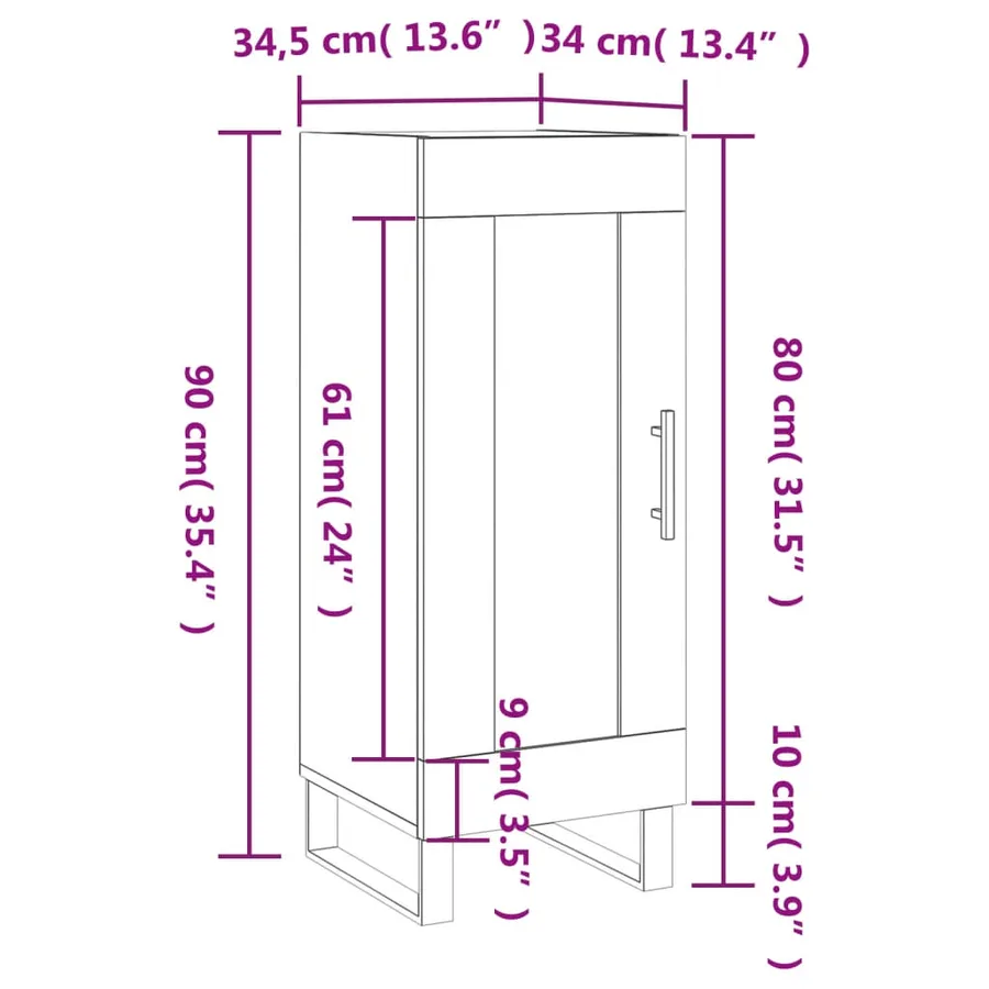 Buffet Chêne fumé 34,5x34x90 cm Bois d'ingénierie - 13