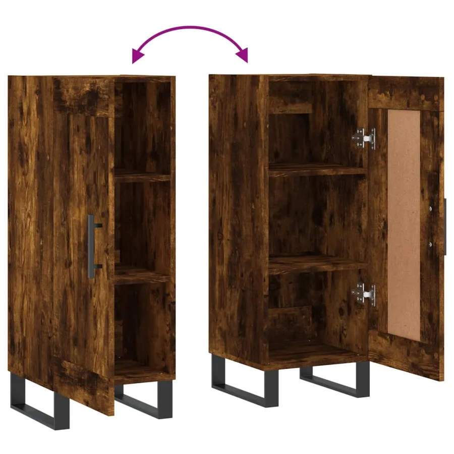 Buffet Chêne fumé 34,5x34x90 cm Bois d'ingénierie - 9