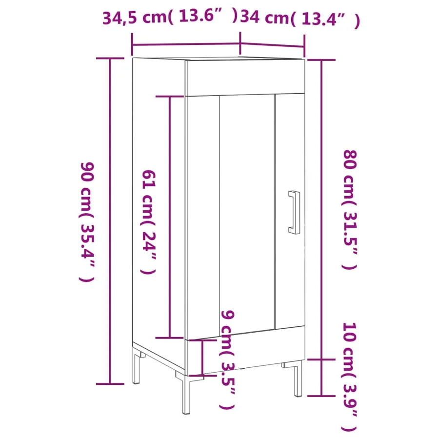 Buffet Blanc brillant 34,5x34x90 cm Bois d'ingénierie - 13