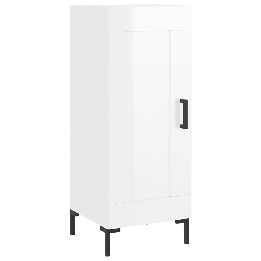Buffet Blanc brillant 34,5x34x90 cm Bois d'ingénierie - 2