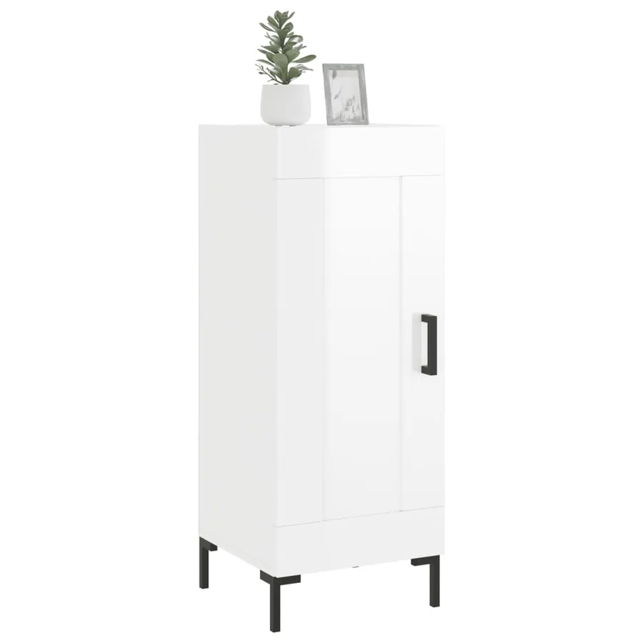 Buffet Blanc brillant 34,5x34x90 cm Bois d'ingénierie - 3
