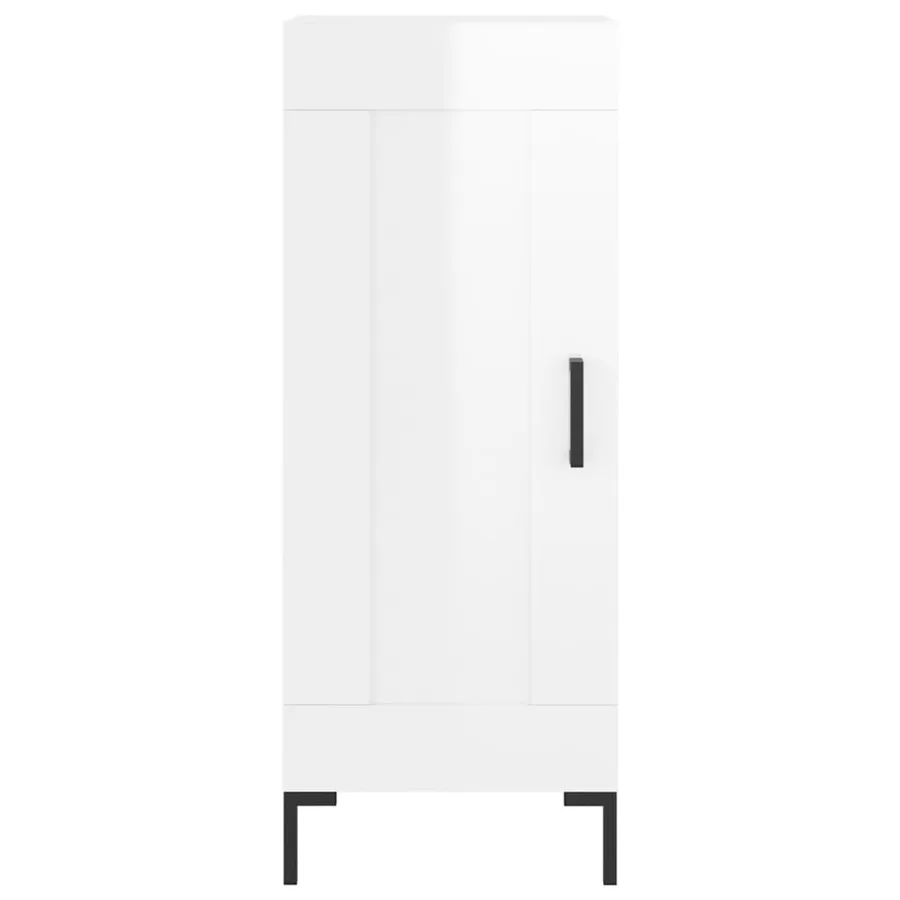 Buffet Blanc brillant 34,5x34x90 cm Bois d'ingénierie - 5