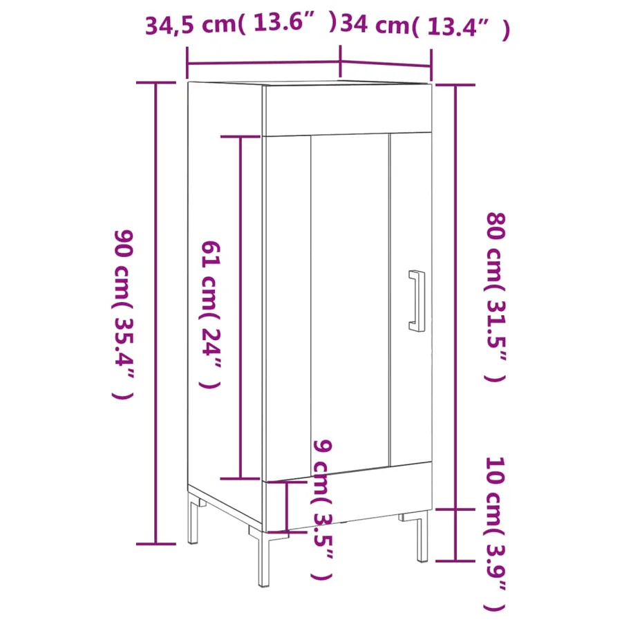Buffet blanc 34,5x34x90 cm bois d'ingénierie - 13