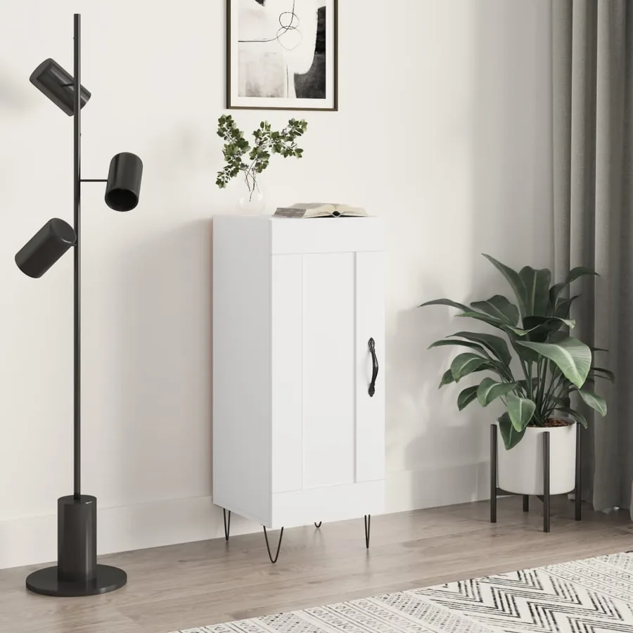 Buffet Blanc brillant 34,5x34x90 cm Bois d'ingénierie