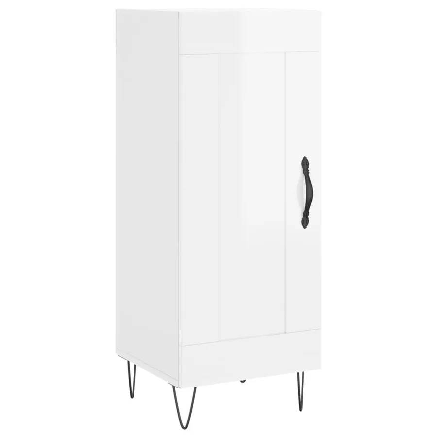 Buffet Blanc brillant 34,5x34x90 cm Bois d'ingénierie - 2