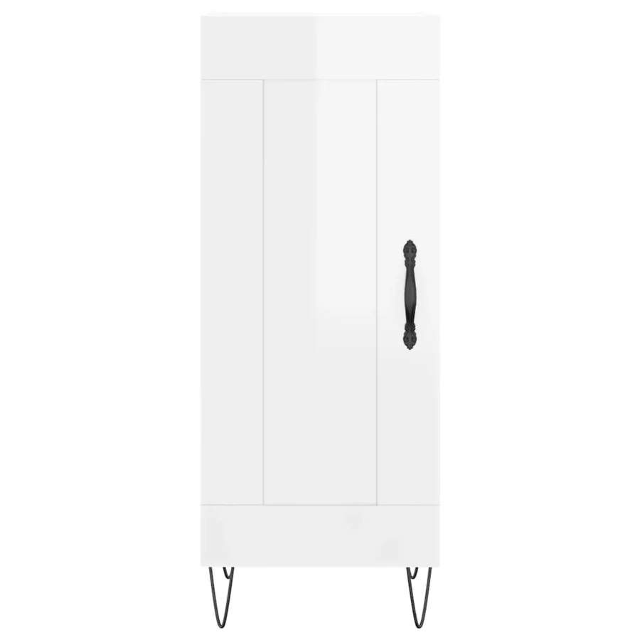 Buffet Blanc brillant 34,5x34x90 cm Bois d'ingénierie - 5