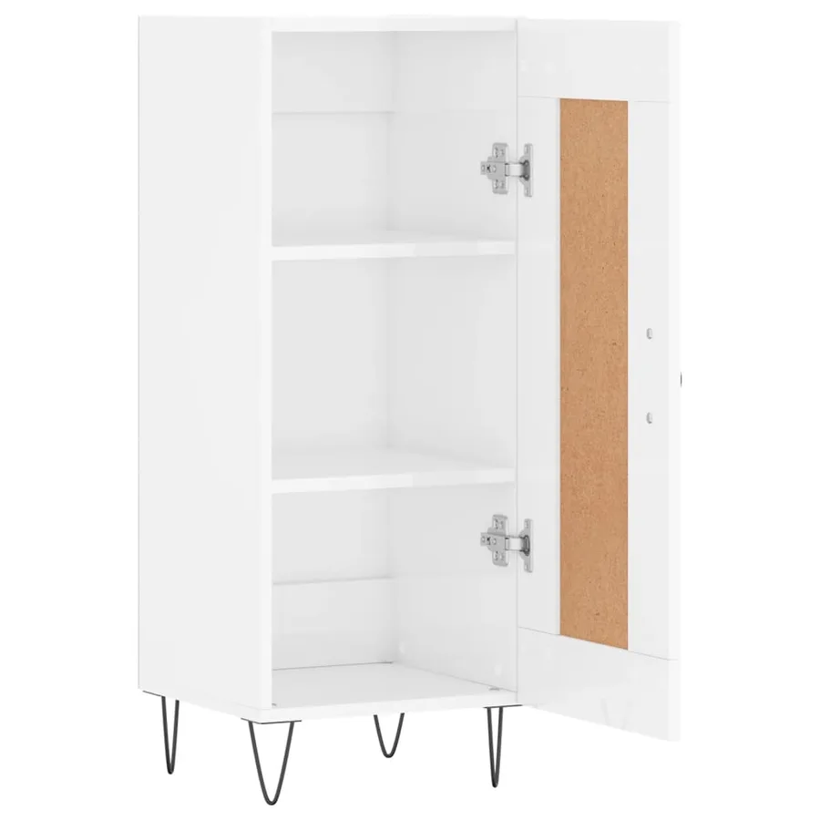Buffet Blanc brillant 34,5x34x90 cm Bois d'ingénierie - 6