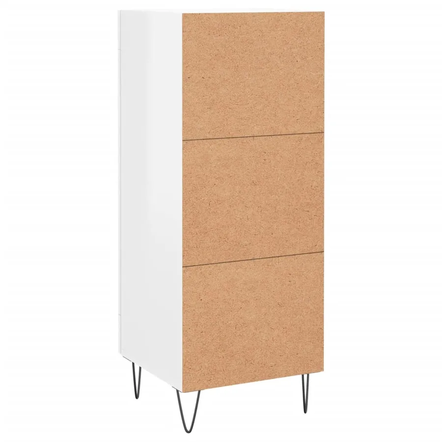 Buffet Blanc brillant 34,5x34x90 cm Bois d'ingénierie - 8