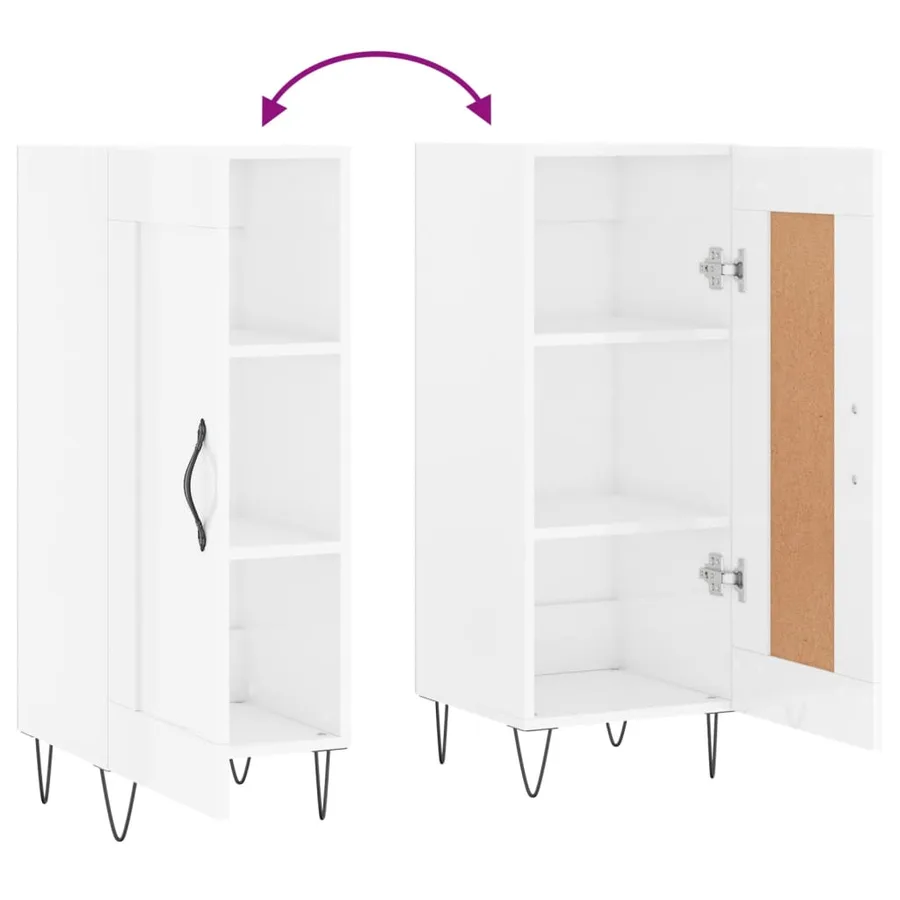 Buffet Blanc brillant 34,5x34x90 cm Bois d'ingénierie - 9